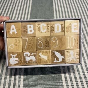 Crate & Kids Etched Wooden Alphabet and Number Blocks NEW